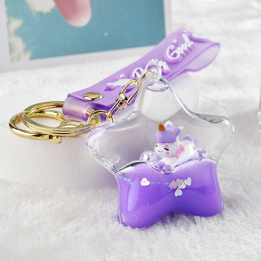 [1 PIECE] Cute Star Unicorn Liquid Keychain/Bag Pendant