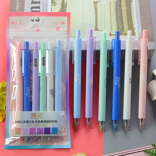 [6 PIECES] Cute Flower Gel Pens - 0.5 mm Black Ink