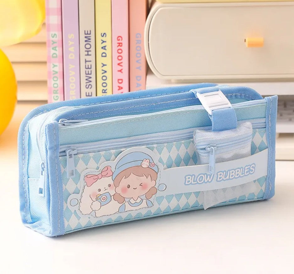 [1 PIECE] Multi-Compartment Canvas Pen/Pencil Case