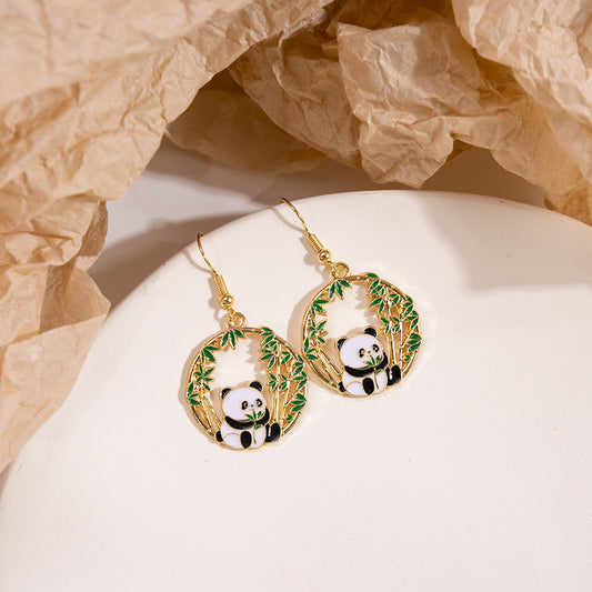 [1 PAIR] Panda and Bamboo Earrings