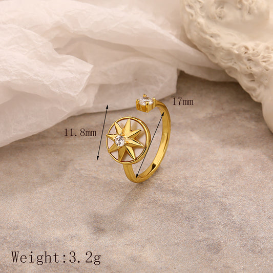 [1 PIECE] Rhinestones and Star Spinning Adjustable Size Ring