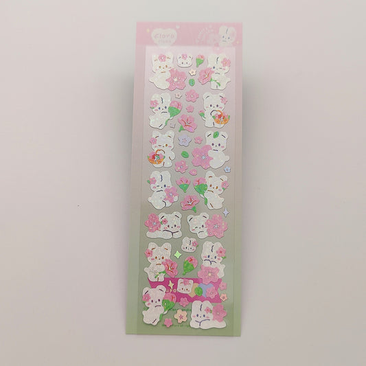 [1 PIECE] Cute Flower Picking Bunny Stickers