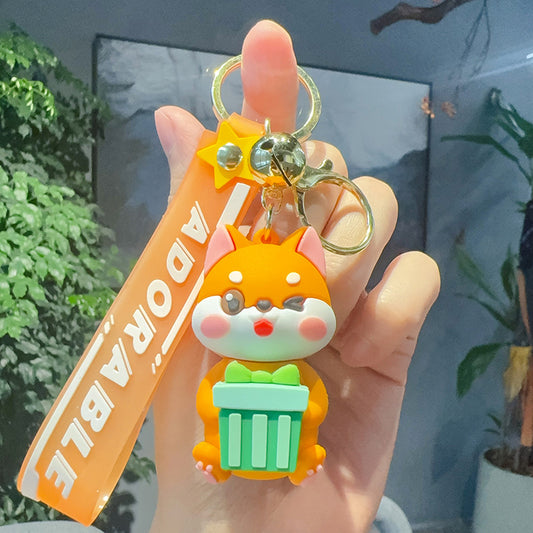 [1 PIECE] Present Shiba Inu Keychain with Bell and Strap