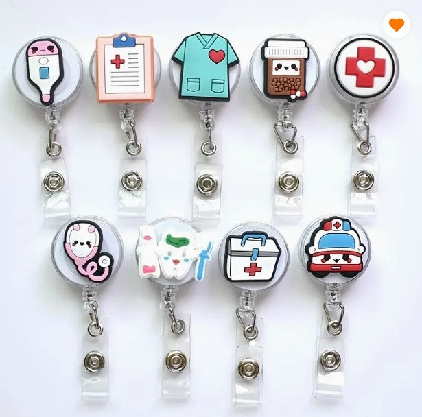 [1 PIECE] Medical Themed Retractable ID Lanyard Clip