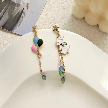 [1 PAIR] Cute Rabbit and Balloons Asymmetrical Earrings