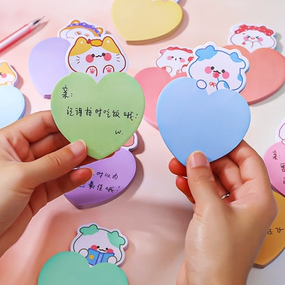 [1 PIECE] Cute Animal Heart Sticky Notes