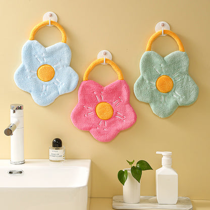 [1 PIECE] Cute Coral Fleece Flower Hand Towel