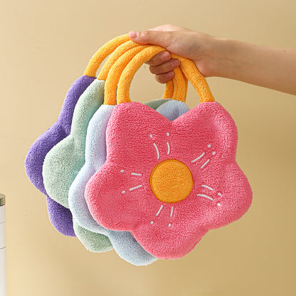 [1 PIECE] Cute Coral Fleece Flower Hand Towel