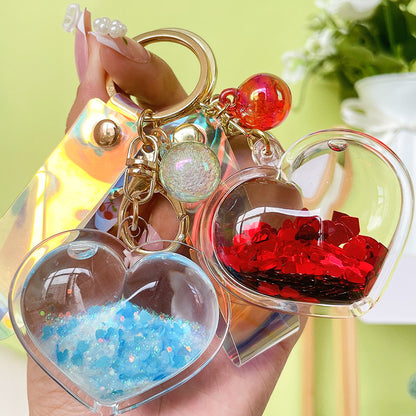 [1 PIECE] Acrylic Heart Liquid Keychain with Strap