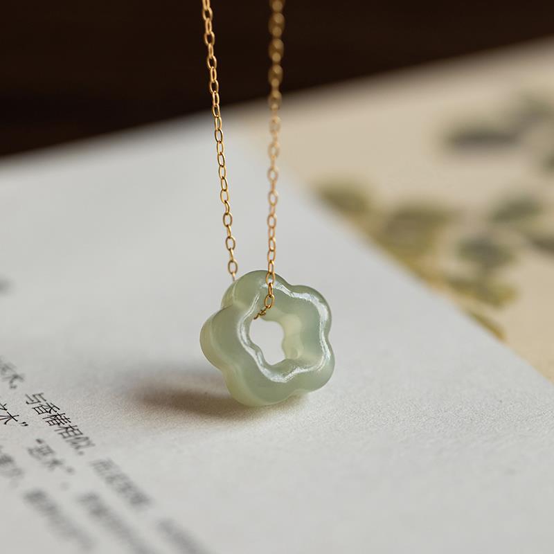 [1 PIECE] Jade Flower Pendant Necklace