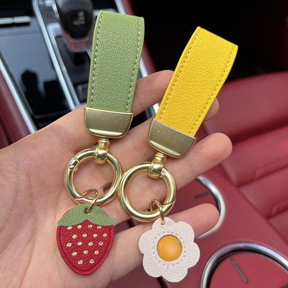 [1 PIECE] Strawberry Polyurethane Leather Keychain