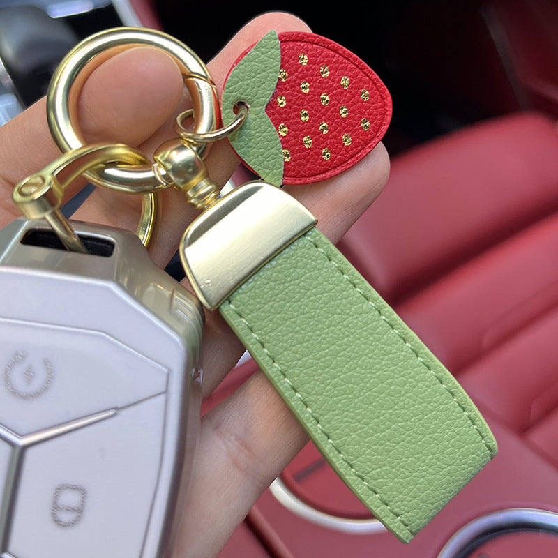 [1 PIECE] Strawberry Polyurethane Leather Keychain