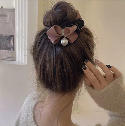 [1 PIECE] Elegant Bows and Faux Pearls Hair Claw