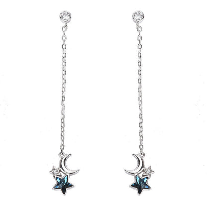 [1 PAIR] Stars and Moon Sterling Silver Earrings