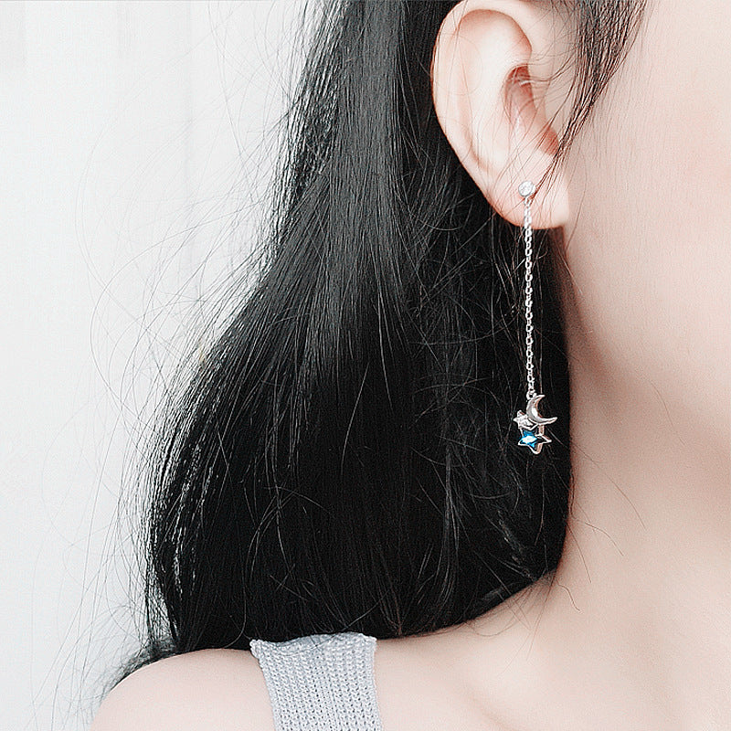 [1 PAIR] Stars and Moon Sterling Silver Earrings