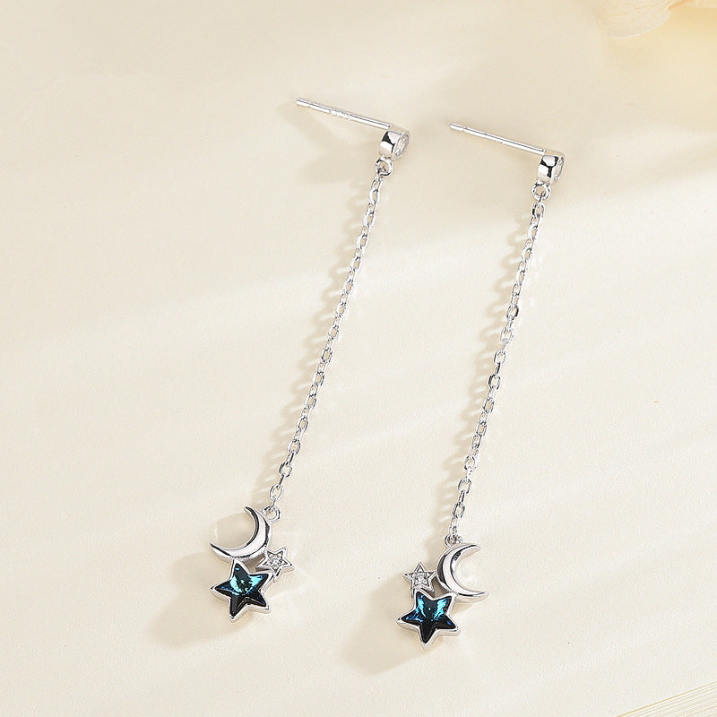 [1 PAIR] Stars and Moon Sterling Silver Earrings