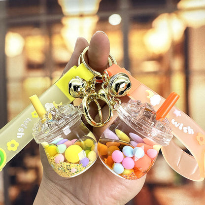 [1 PIECE] Cup with Colorful Bubbles Liquid Keychain with Strap