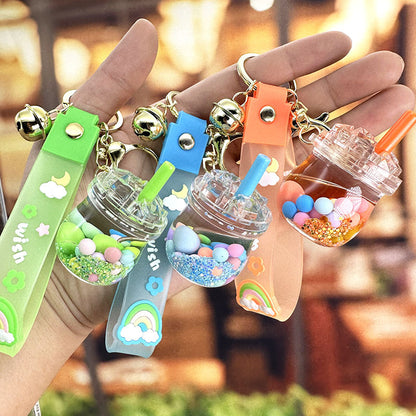 [1 PIECE] Cup with Colorful Bubbles Liquid Keychain with Strap