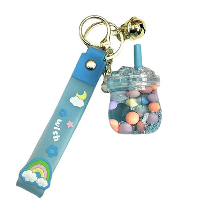 [1 PIECE] Cup with Colorful Bubbles Liquid Keychain with Strap
