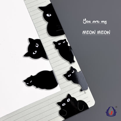 [7 PIECES] Black Cat Magnetic Bookmarks Set