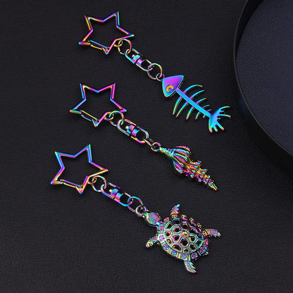 [1 PIECE] Oil Slick Rainbow Finish Keychains