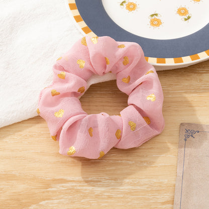 [1 PIECE] Gold Hearts Scrunchie