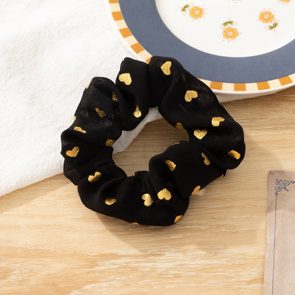 [1 PIECE] Gold Hearts Scrunchie