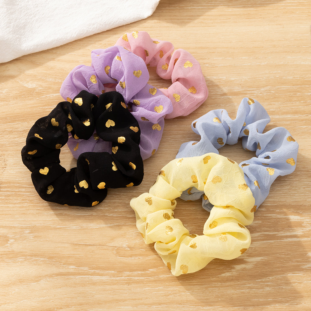 [1 PIECE] Gold Hearts Scrunchie