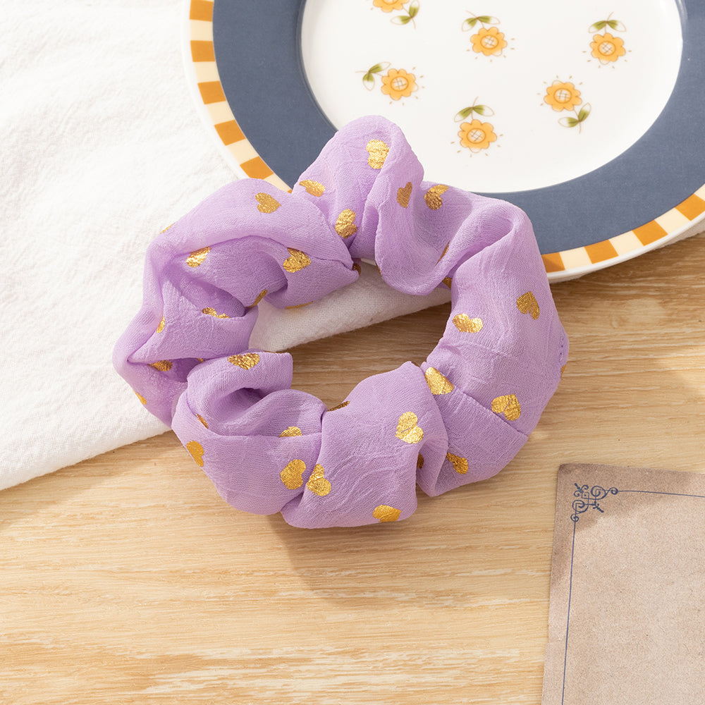 [1 PIECE] Gold Hearts Scrunchie