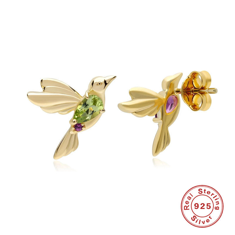 [1 PAIR] Hummingbird 925 Silver Stud Earrings