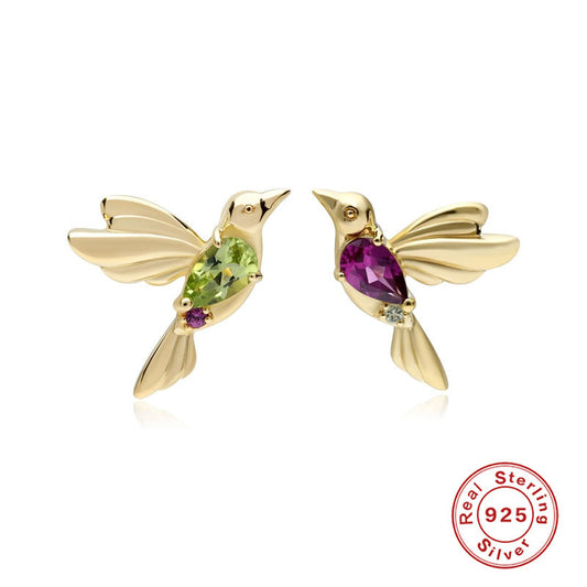 [1 PAIR] Hummingbird 925 Silver Stud Earrings