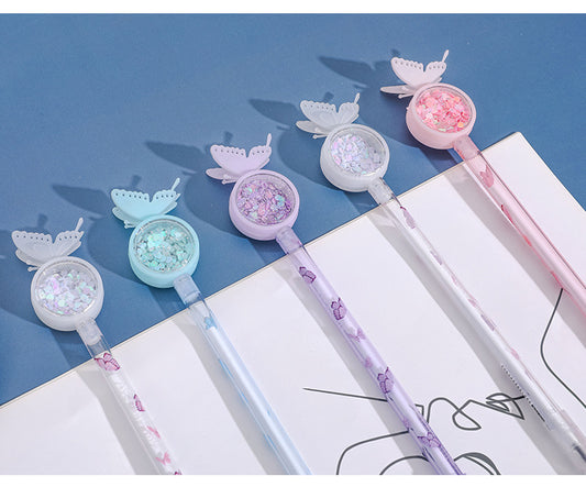 [1 PIECE] Cute Heart Sequins Butterfly Gel Pen