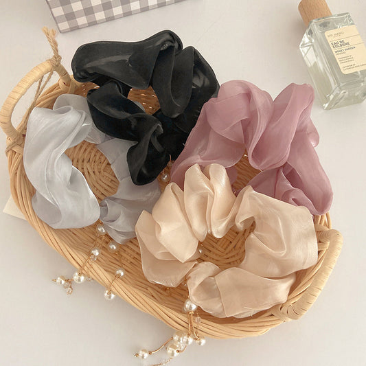 [1 PIECE] Large Silky Chiffon Faux Pearl and Beads Scrunchie