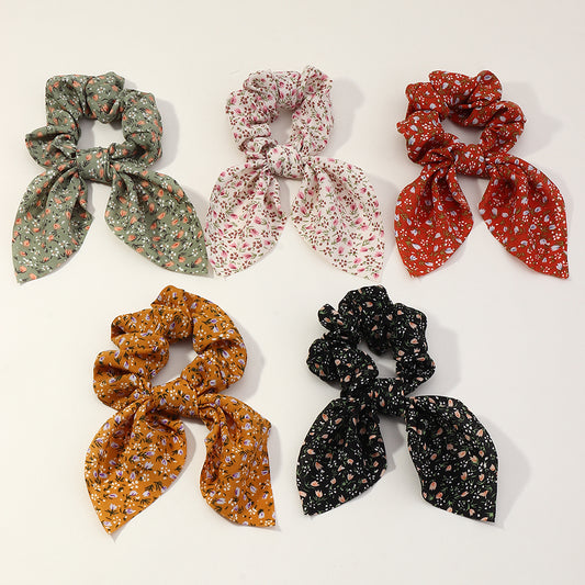 [1 PIECE] Floral Rabbit Ear Knotted Hair Tie