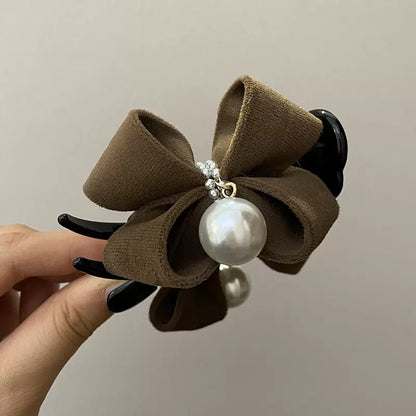 [1 PIECE] Elegant Bows and Faux Pearls Hair Claw