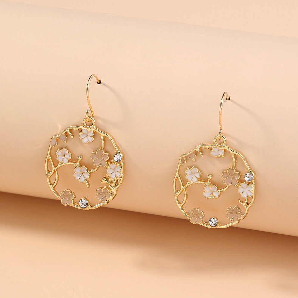 [1 PAIR] Sakura and Zircon Earrings