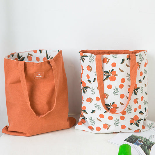 [1 PIECE] Oranges Reversible Canvas Tote Bag