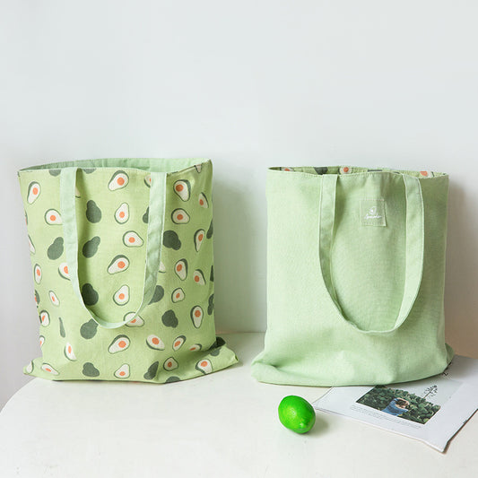 [1 PIECE] Avocados Reversible Canvas Tote Bag