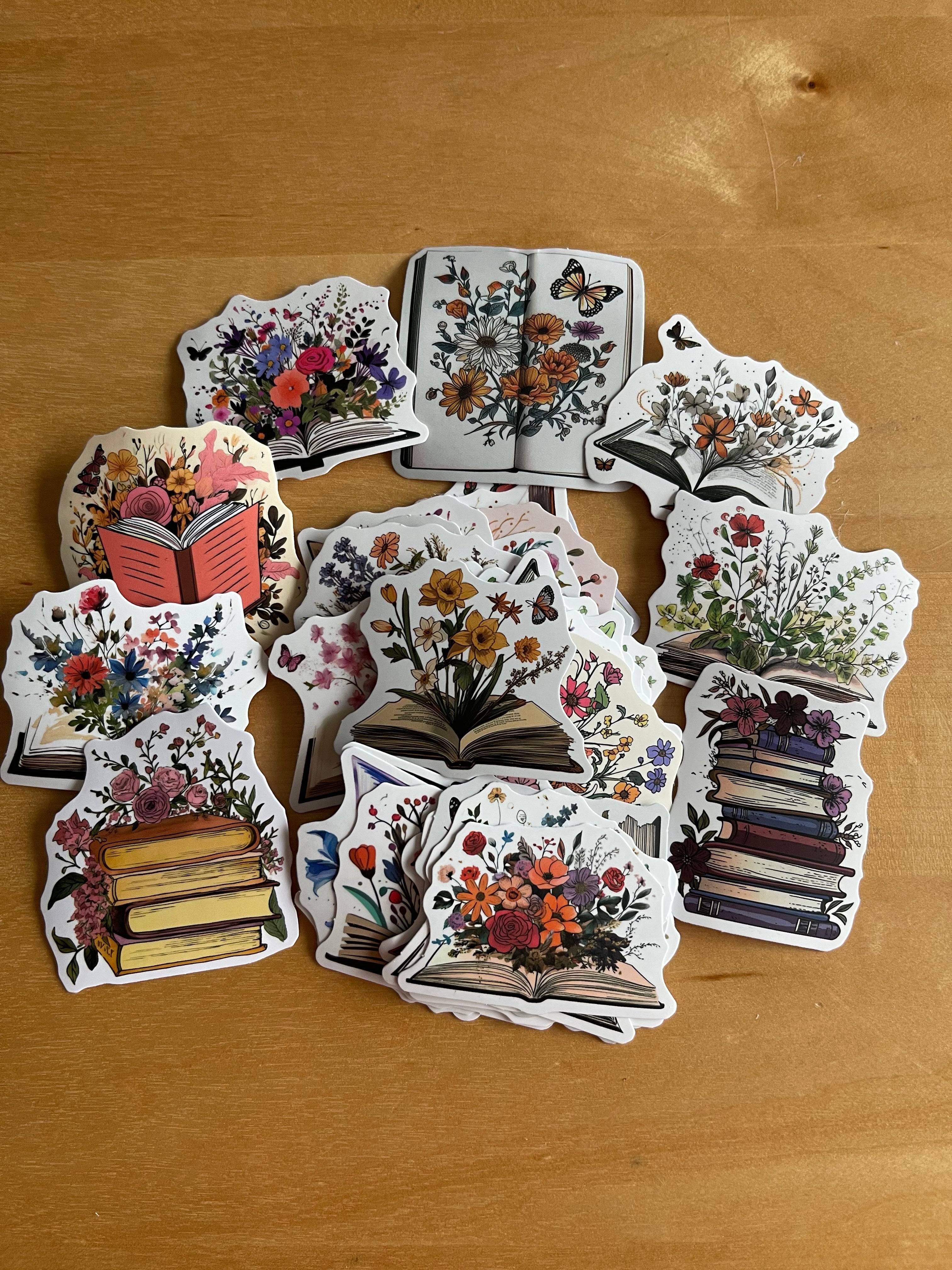[5 PIECES] Books and Flowers Sticker Surprise Set – Allie Reese Cute Things