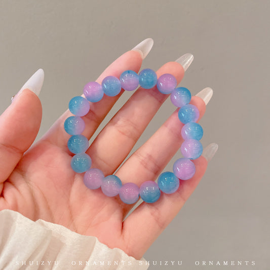 [1 PIECE] Medium-Large Bead Variegated Color Glass Bracelet