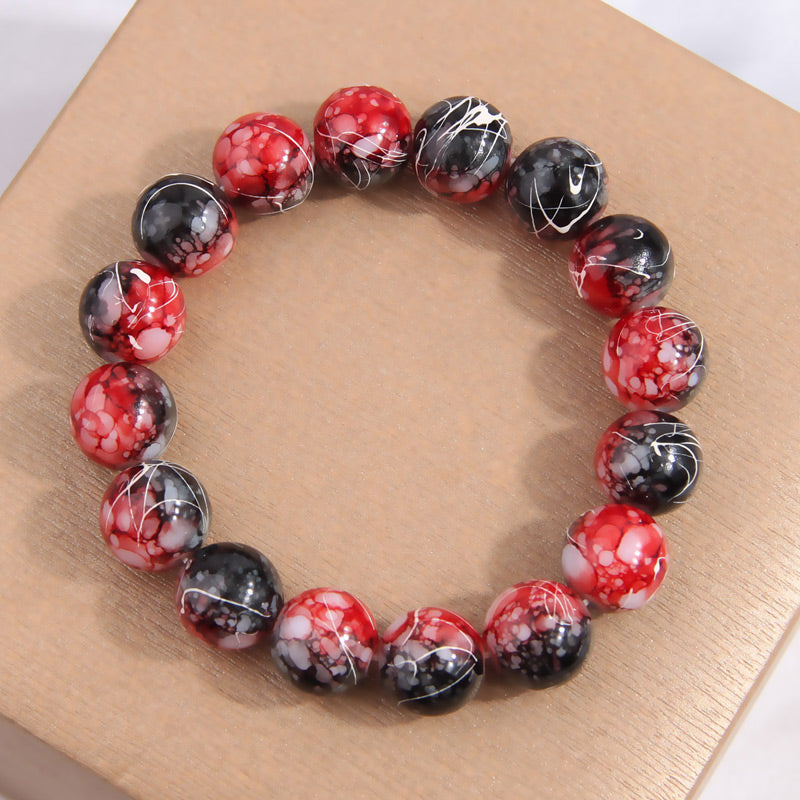 [1 PIECE] Large Bead Variegated Color Glass Bracelet