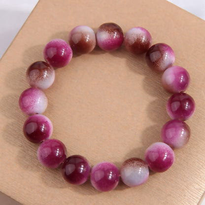 [1 PIECE] Large Bead Variegated Color Glass Bracelet