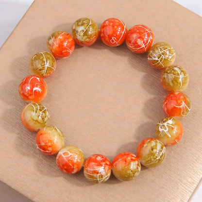 [1 PIECE] Large Bead Variegated Color Glass Bracelet