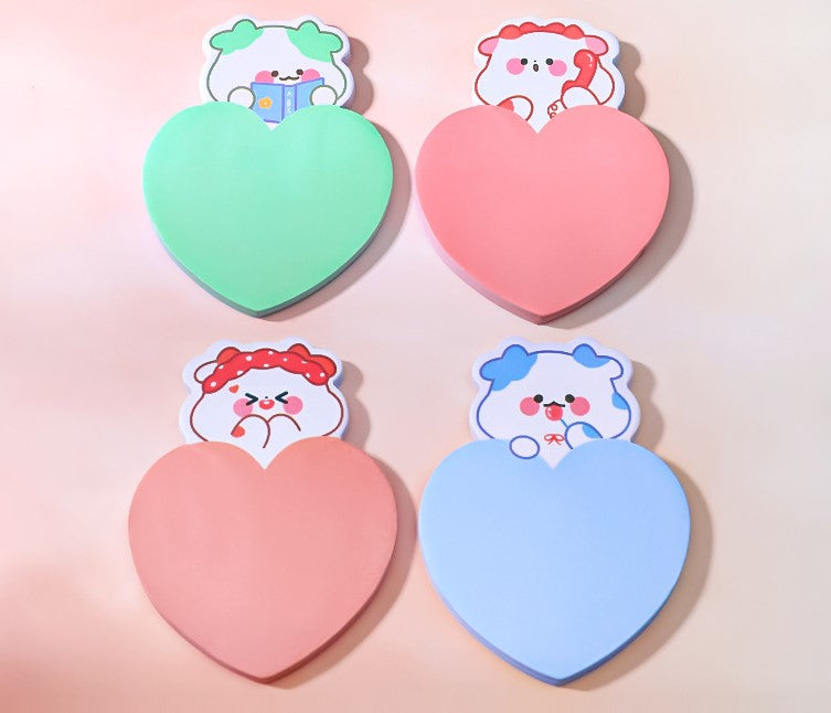 [1 PIECE] Cute Animal Heart Sticky Notes