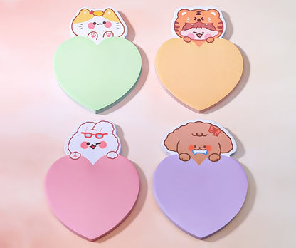 [1 PIECE] Cute Animal Heart Sticky Notes