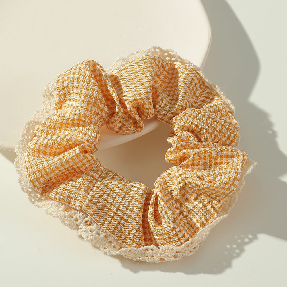 [1 PIECE] Lattice Scrunchie with White Lace Edge